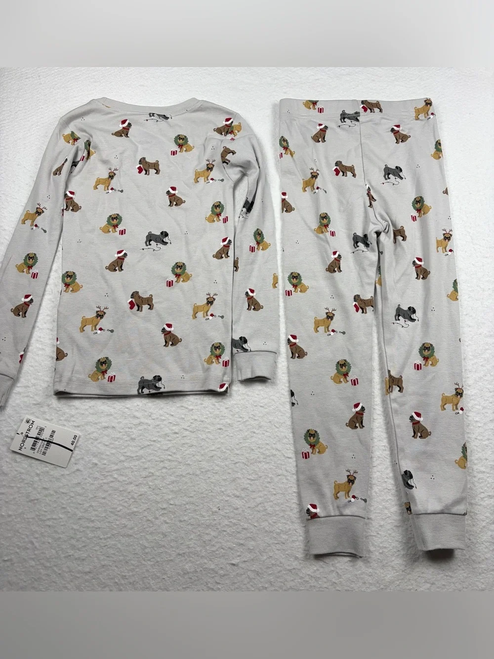 Petit Lem White Kids Holiday Puppy Pajama Set with Festive Prints Size 5